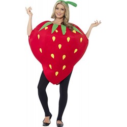 Smiffy's Adult Unisex Strawberry Costume, Printed Tabard and Headpiece, Funny Side, Serious Fun, One Size, 43406