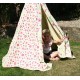 Garden Games Limited Girl's Flower Butterfly Wigwam Play Tent Teepee with Wooden Frame and Cotton Canvas Pink