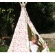 Garden Games Limited Girl's Flower Butterfly Wigwam Play Tent Teepee with Wooden Frame and Cotton Canvas Pink