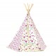 Garden Games Limited Girl's Flower Butterfly Wigwam Play Tent Teepee with Wooden Frame and Cotton Canvas Pink