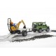 Bruder Land Rover Defender with One Axle Trailer, JCB Micro Excavator and Worker