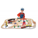 Melissa & Doug Deluxe Wooden Railway Train Set (130+ pcs)