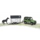 Bruder Land Rover Defender Station Wagon with Horse Trailer and Horse