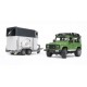 Bruder Land Rover Defender Station Wagon with Horse Trailer and Horse