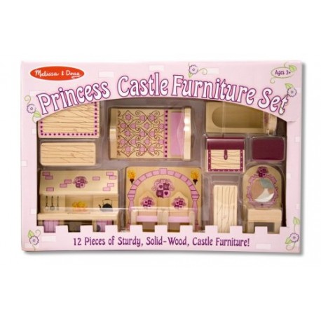 Melissa & Doug Princess Castle Wooden Doll's House Furniture (12 pcs)