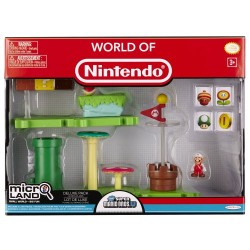 Super Mario JAKKNIN020APFM World of Nintendo Micro Land Playset Deluxe with Acorn Plains and Fire Mario Figure