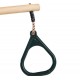 Wooden Trapeze Bar with Green Rings for Climbing Frames and Garden Swings