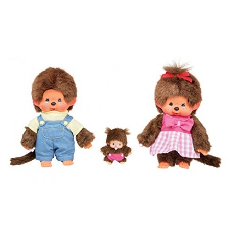 Sekiguchi 254870 Monchhichi Family Plush Toy Set Boy / Girl with Baby