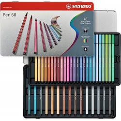 STABILO Pen 68 Metal Box of 40 colours