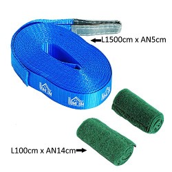 HOMCOM Slackline Set Balance Training w/ Tree Protection Safety Rope 15m Blue