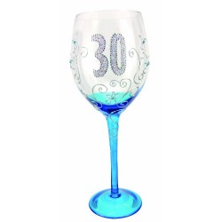 Boxer Tallulah Hand Decorated Clear Wine Glass with Gift Box, Age 30