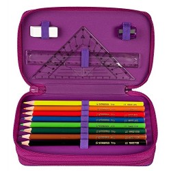 Scooli UNFI0430 – Double Decker Pencil Case Filled with Stabilo Brand – Magic Unicorn – 29 Piece