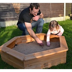 Garden Games 6403 Wooden Childrens Hexagonal Sandpit with Underlay and Sand Pit Cover 1.2 Metre