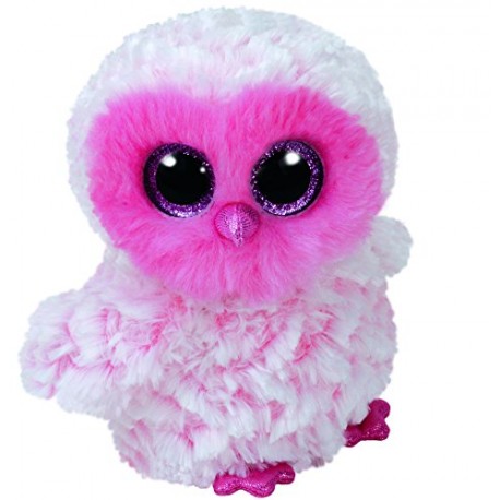 TY 36858 Twiggy, Owl Glitter Eye, Glub Schi's Beanie Boo's, Pink, White, 42 cm