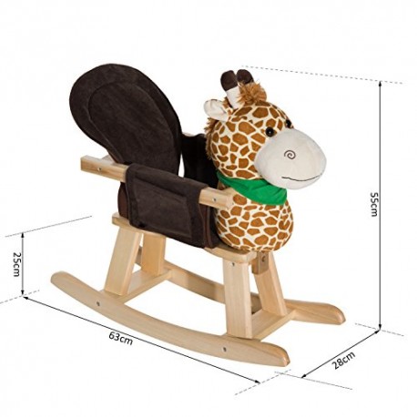 HOMCOM Animal Rocking Ride on Toy Chair for Kids with 32 Songs (Giraffe)