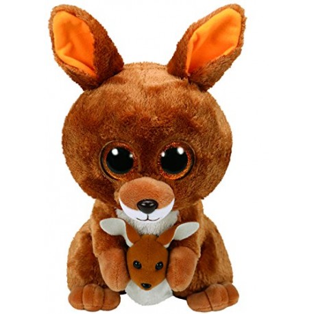 TY 37160 Kipper Soft Toy Kangaroo with Glitter Eyes Glub Push's, Beanie Boo's, 24 cm