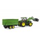 Bruder John Deere with Front Loader and Tandem Axle Tipping Trailer