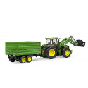 Bruder John Deere with Front Loader and Tandem Axle Tipping Trailer