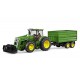 Bruder John Deere with Front Loader and Tandem Axle Tipping Trailer