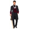 Fever Adult men's Gothic Vamp Costume, Coat, Mock Waistcoat and Cravat, Halloween, Size M, 21323