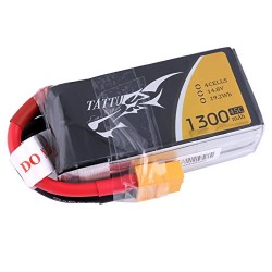 Tattu LiPo Battery Pack 1300mAh 14.8V 45C 4S with XT60 Plug for FPV Racing Quadcopters RC Heli Airplane UAV Drones