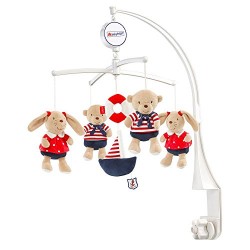 Fehn Musical Mobile Teddies/ Hares (Navy/ Red)