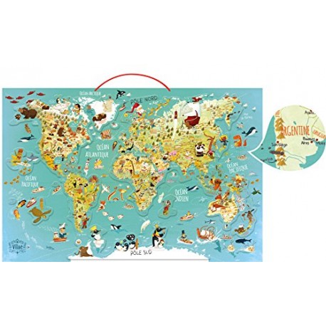 Vilac 76 x 50 x 1 cm World Map Magnetic Puzzle by Olivier (78