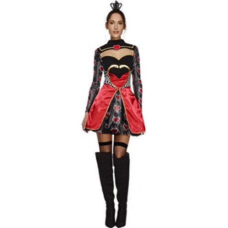 Fever Adult Women's Queen Of Hearts Costume, Dress, Attached Underskirt and Mini Crown, Once Upon a Time, Size M, 43479