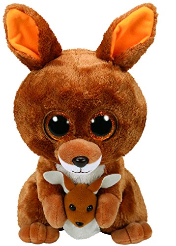 TY 37160 Kipper Soft Toy Kangaroo with Glitter Eyes Glub Push's, Beanie Boo's, 24 cm