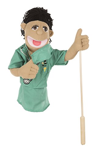 Melissa & Doug Surgeon Puppet With Doctor Scrubs and Detachable Wooden Rod for Animated Gestures